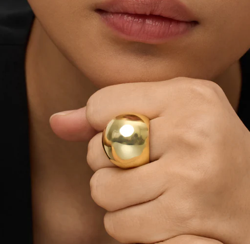 Max Dome Ring- Stainless Steel Waterproof 14K: Yellow Gold / 8