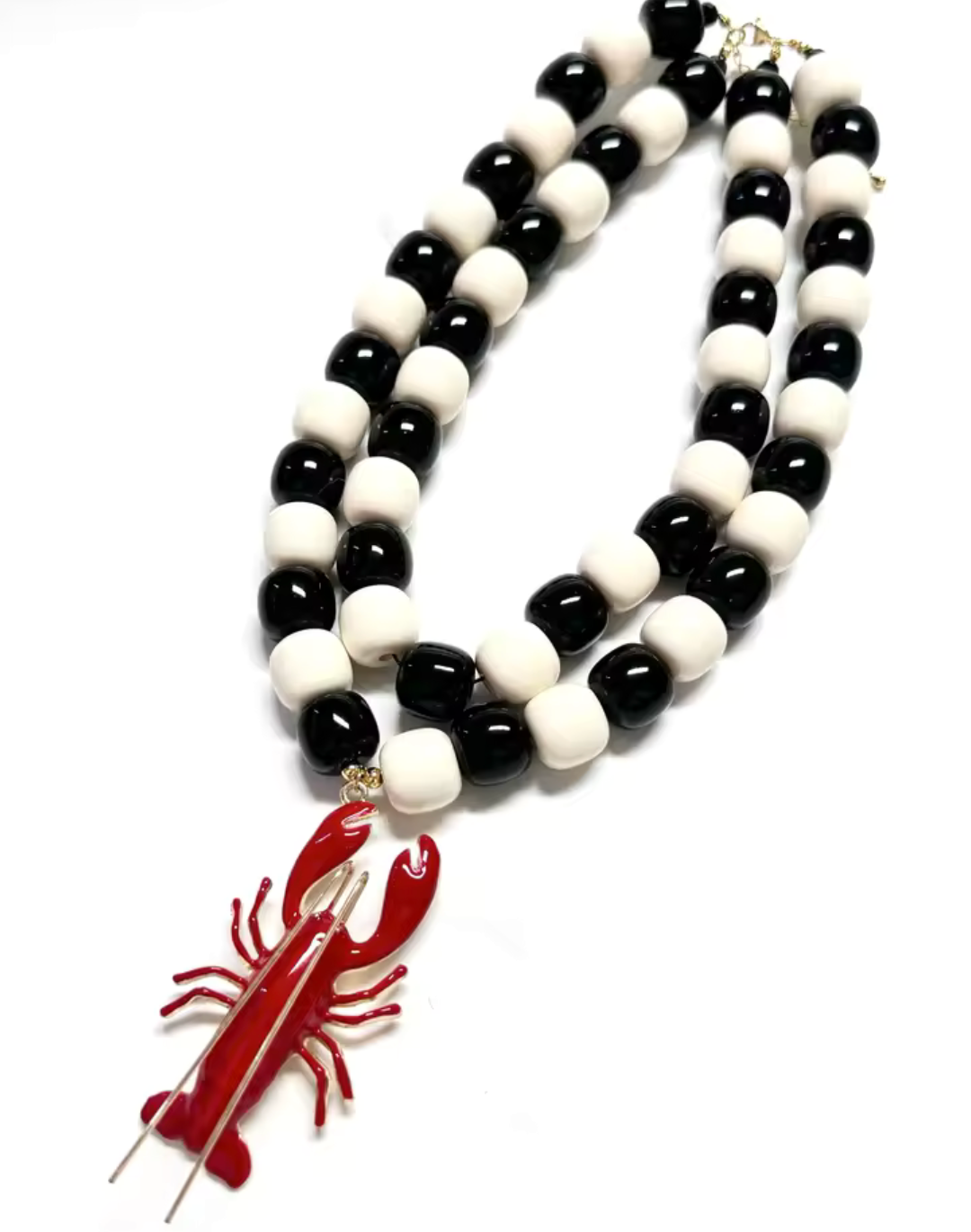Lloyd Lobster Double Strand Bead Statement Necklace