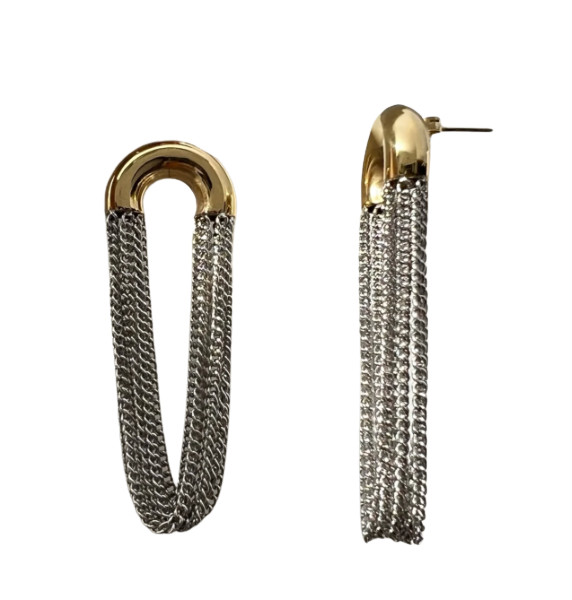 Verona- the Mixed Media Mixed Metal Tassel Hoop Earring