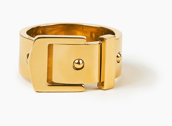 Buckle UP- Stainless Steel Buckle  Ring- 14K Gold/Steel: Silver / 7