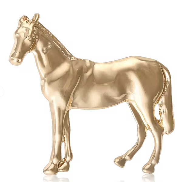 Pony Brooch Horse Pin - Horse Pin 14K Gold and Silver: Yellow Gold