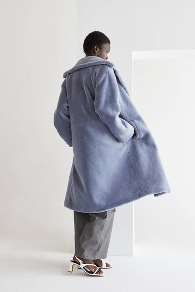 CJ8830 - Nikita Fluffy Teddy Coat: ICE BLUE