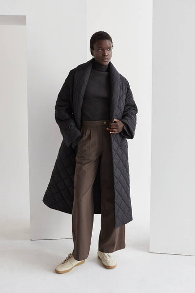 CJ7836 - Adeline Quilted Puffer Wrap Coat: Black