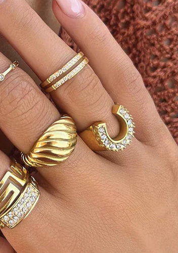 Lucky Horse Shoe- Steel and CZ 14K gold: 6