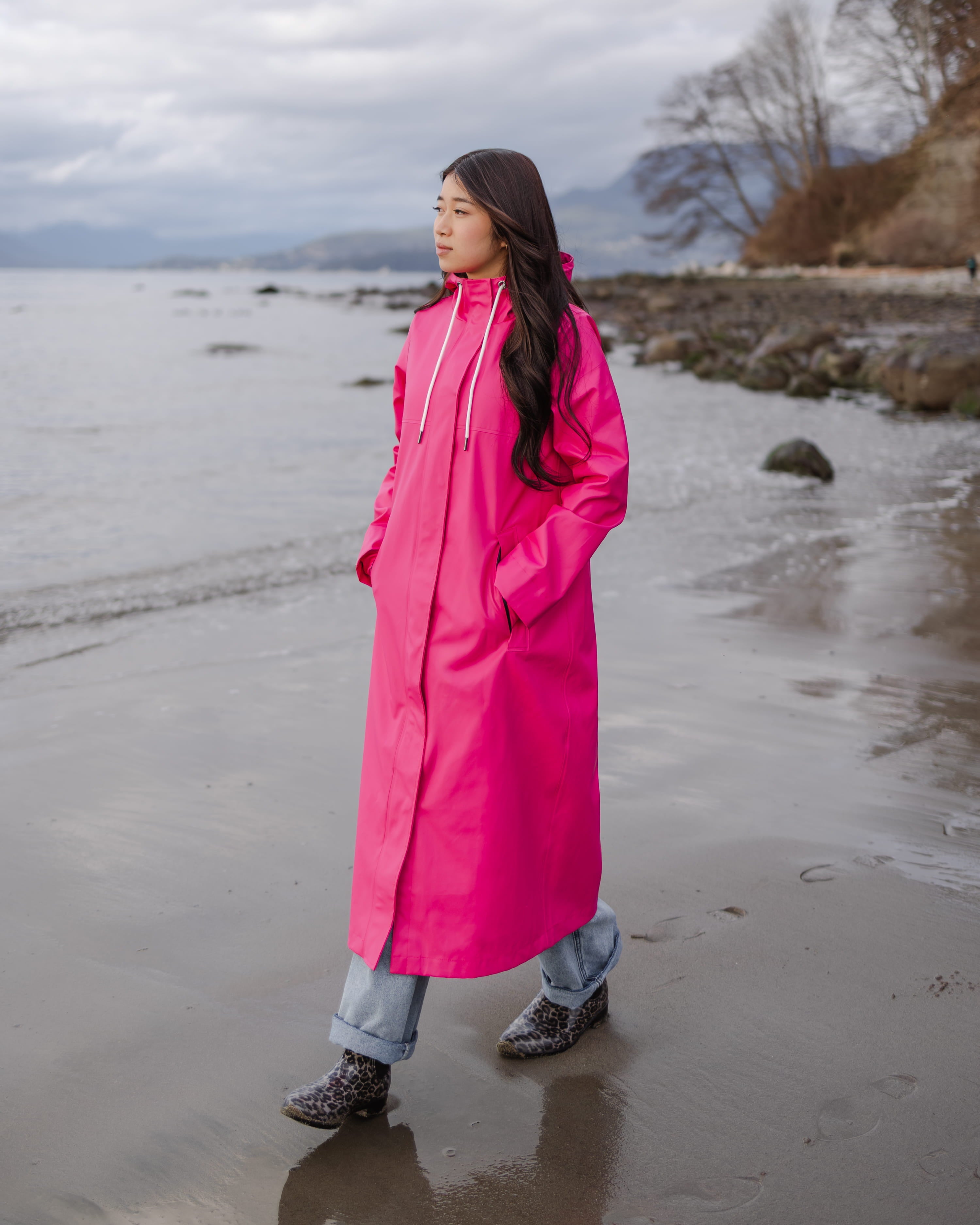 Mernini Fuchsia Pink full-length raincoat
