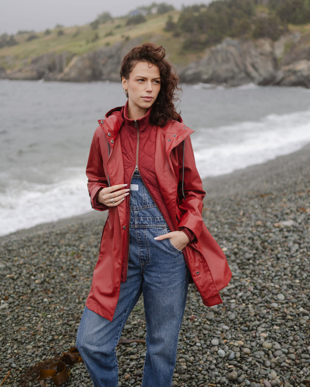 Mernini Three Quarter raincoat Merlot Red