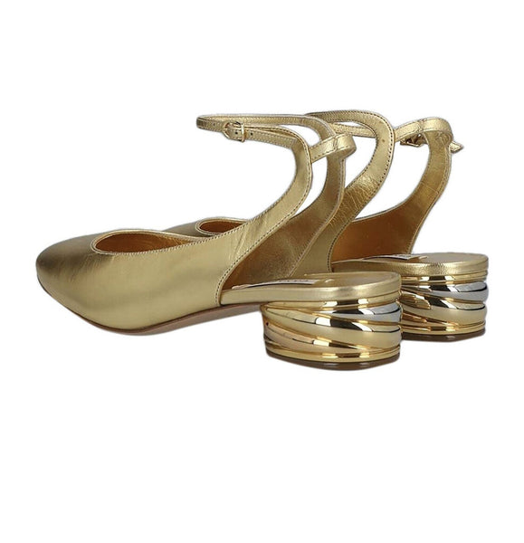 Casadei Gold Leather Sandals Size 5.5 nwt