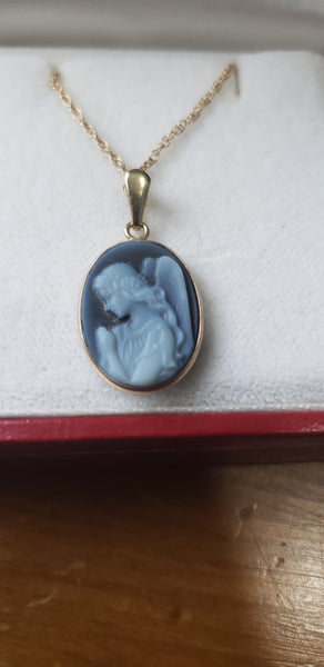 10k Gold Cameo Angel Pendant with 10k Chain