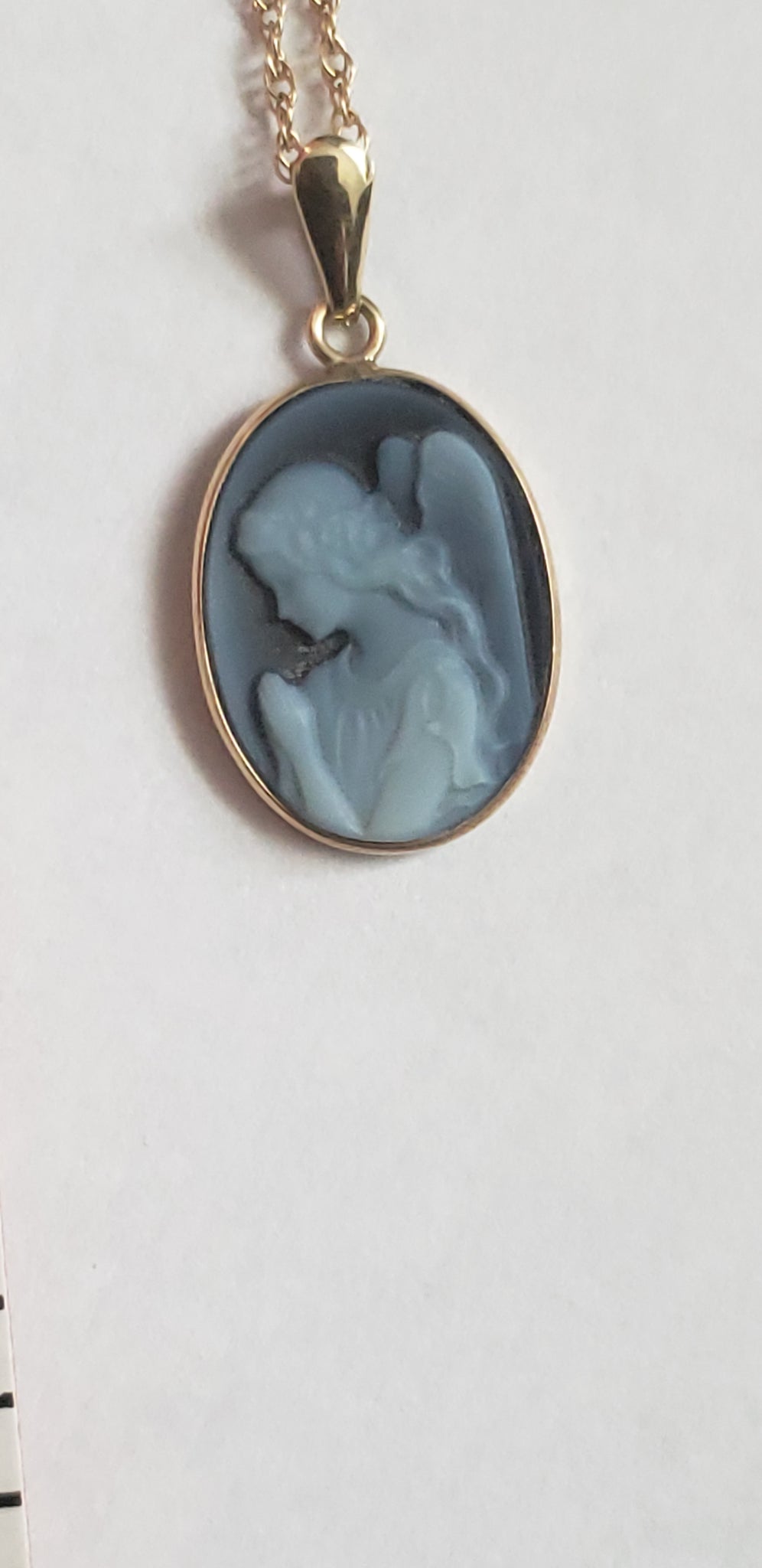 10k Gold Cameo Angel Pendant with 10k Chain