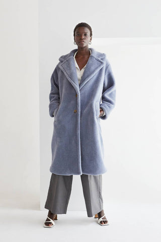 CJ8830 - Nikita Fluffy Teddy Coat: ICE BLUE