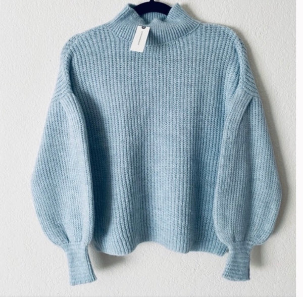 Anthropologie NWT light blue puff sleeved  Sweater