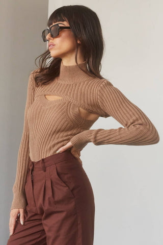 CT7465 - Skye Turtleneck Two Piece Set CAMEL