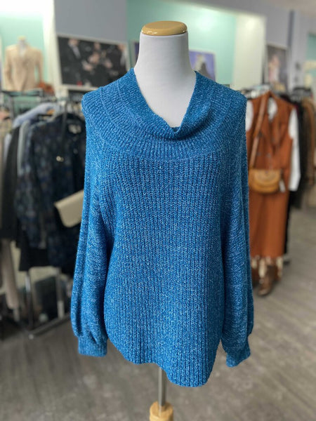 *Free People Blue Off the Shoulder Sweater