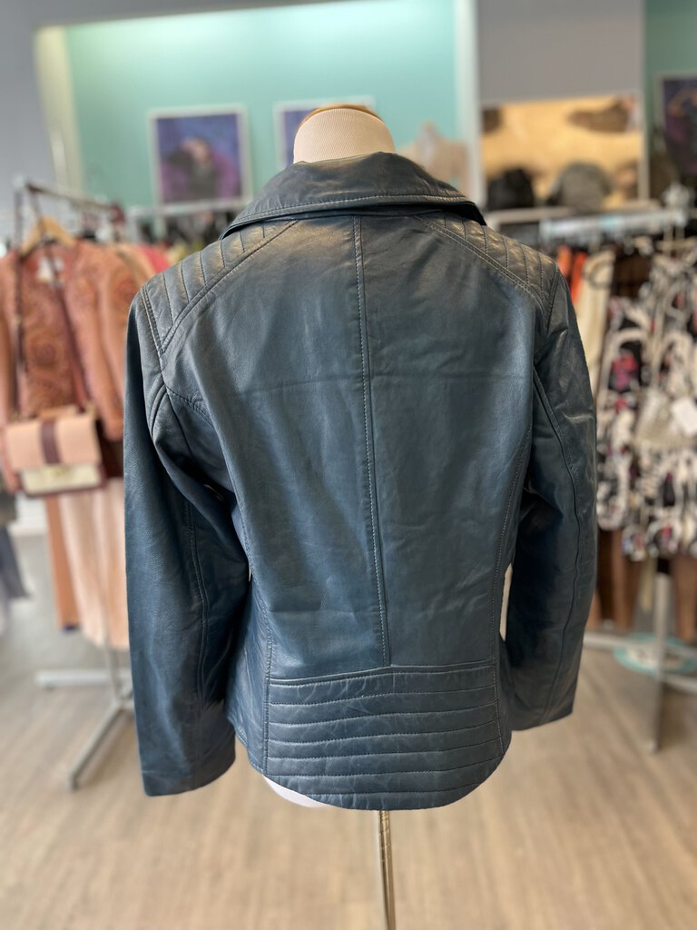 *Kompanero Blue Leather Jacket Size XL (Fits Large)