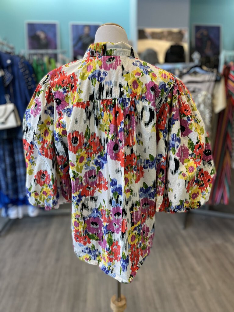 *Maeve Anthro Puff Sleeve Top Size Large