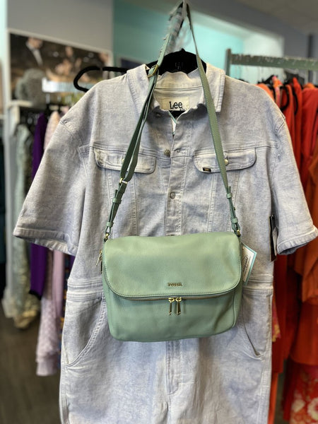 *Fossil green leather Preston Crossbody