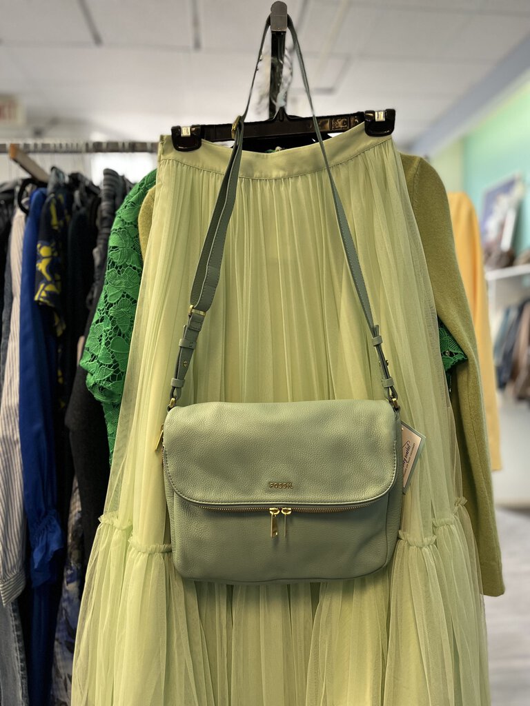 *Fossil green leather Preston Crossbody