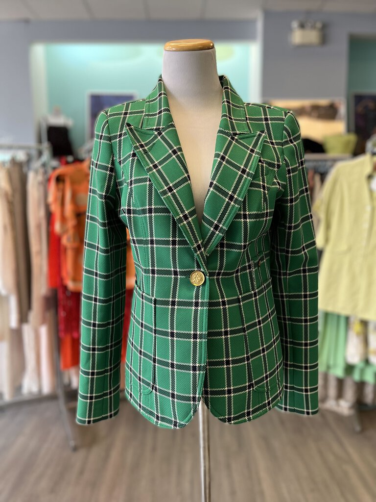 Smythe Duchess Kelly Green Plaid Blazer Size 10