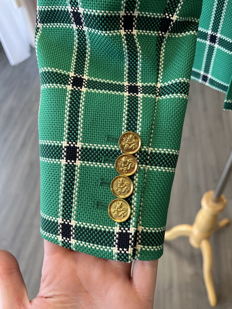 Smythe Duchess Kelly Green Plaid Blazer Size 10