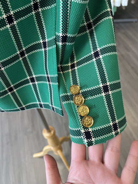Smythe Duchess Kelly Green Plaid Blazer Size 10