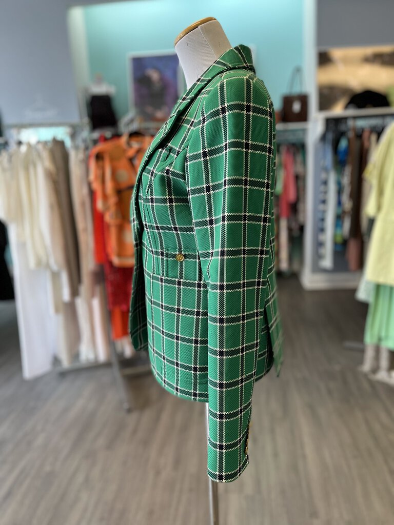 Smythe Duchess Kelly Green Plaid Blazer Size 10
