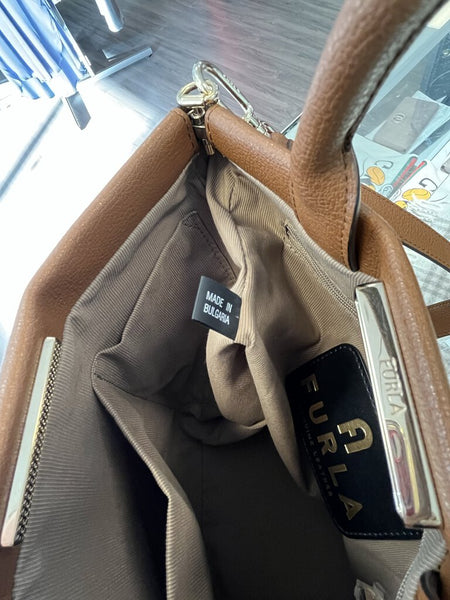 Furla Palazzo S Handbag grained leather cognac