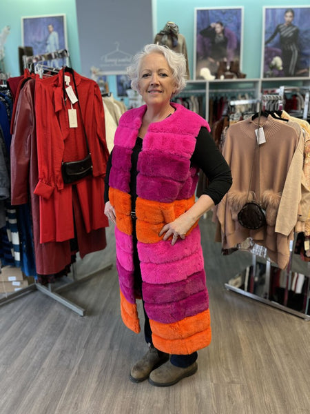 QMP Faux Fur Maxi Vest Large