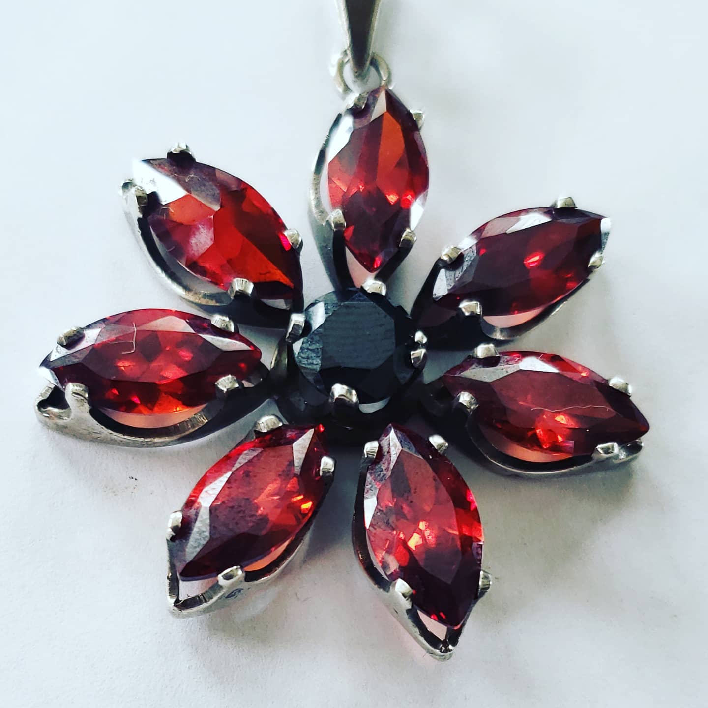 Huge Sterling Silver Flower Pendant