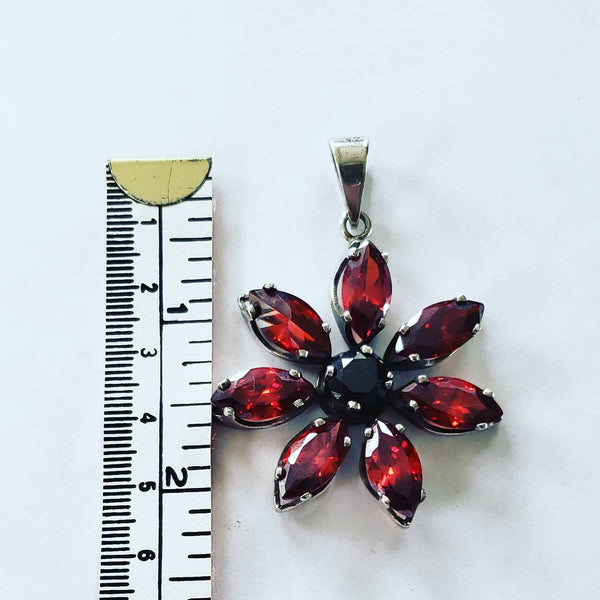 Huge Sterling Silver Flower Pendant