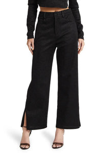 Ellis Straight Cut Metallic Sparkle Trousers: Small / Black