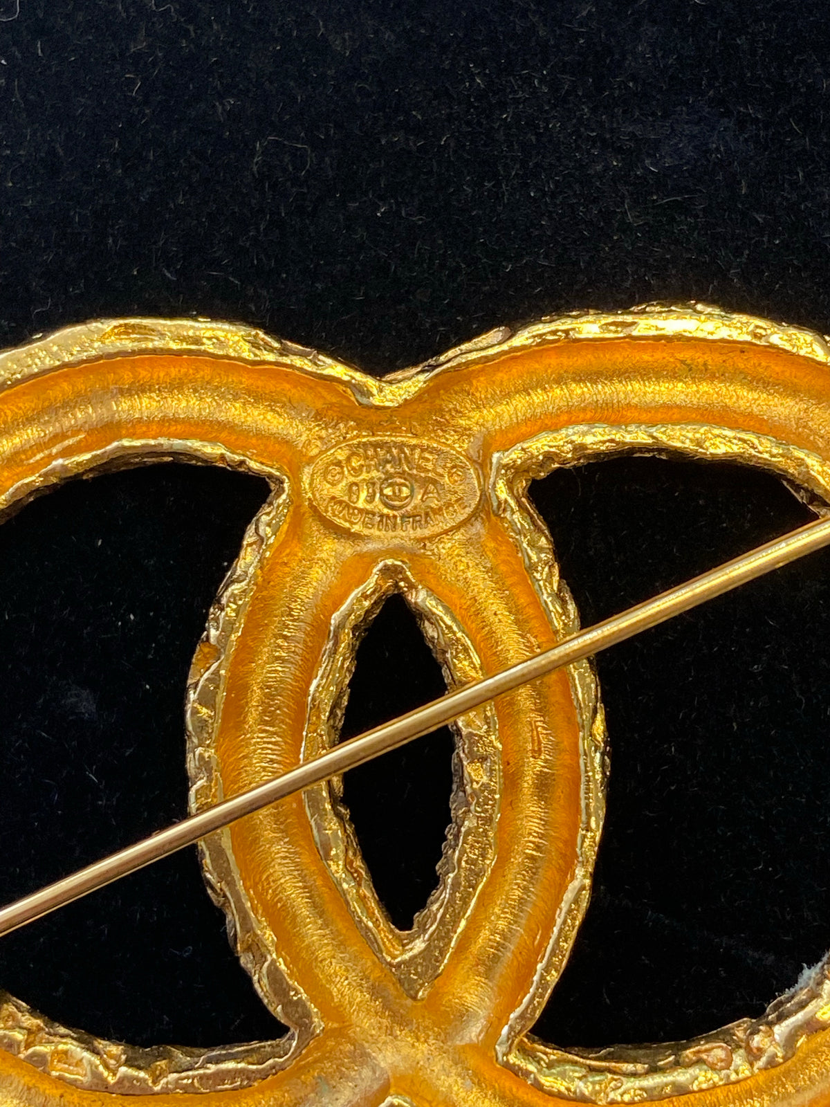 Authentic vintage Chanel pin brooch gold CC logo double C