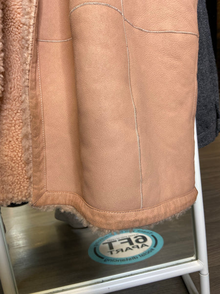 Zimmermann Maples Riot Shearling Coat in blush size medium/large