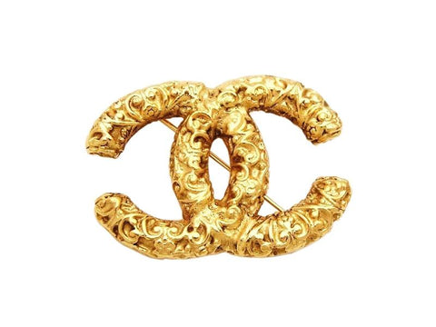 Authentic vintage Chanel pin brooch gold CC logo double C