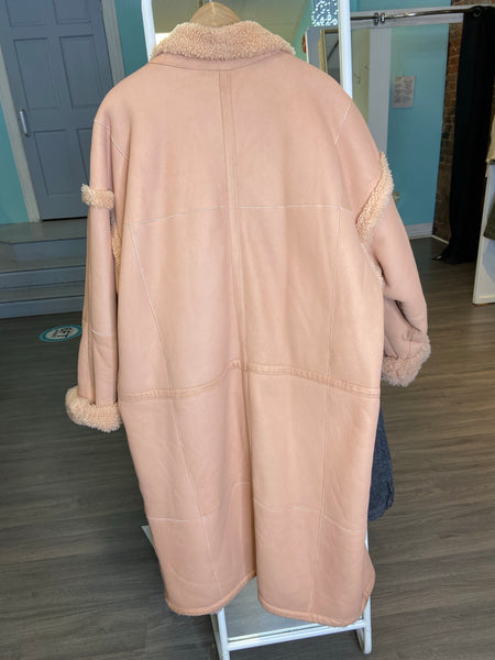 Zimmermann Maples Riot Shearling Coat in blush size medium/large