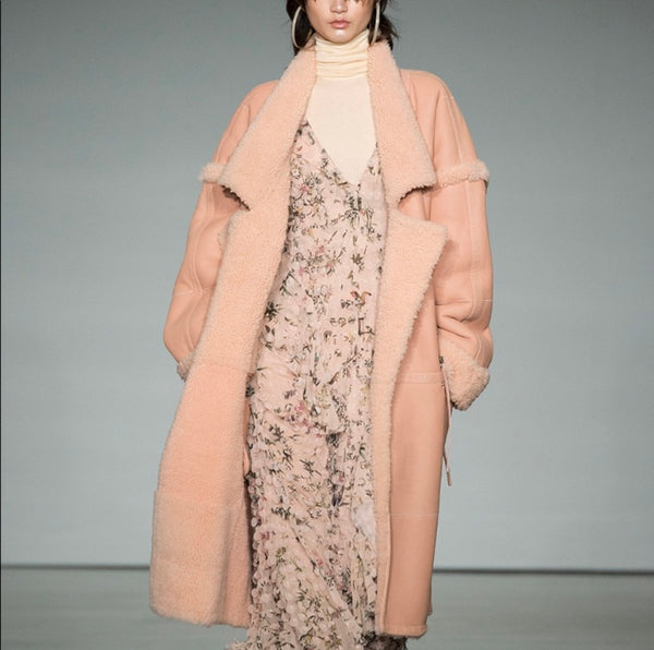 Zimmermann Maples Riot Shearling Coat in blush size medium/large