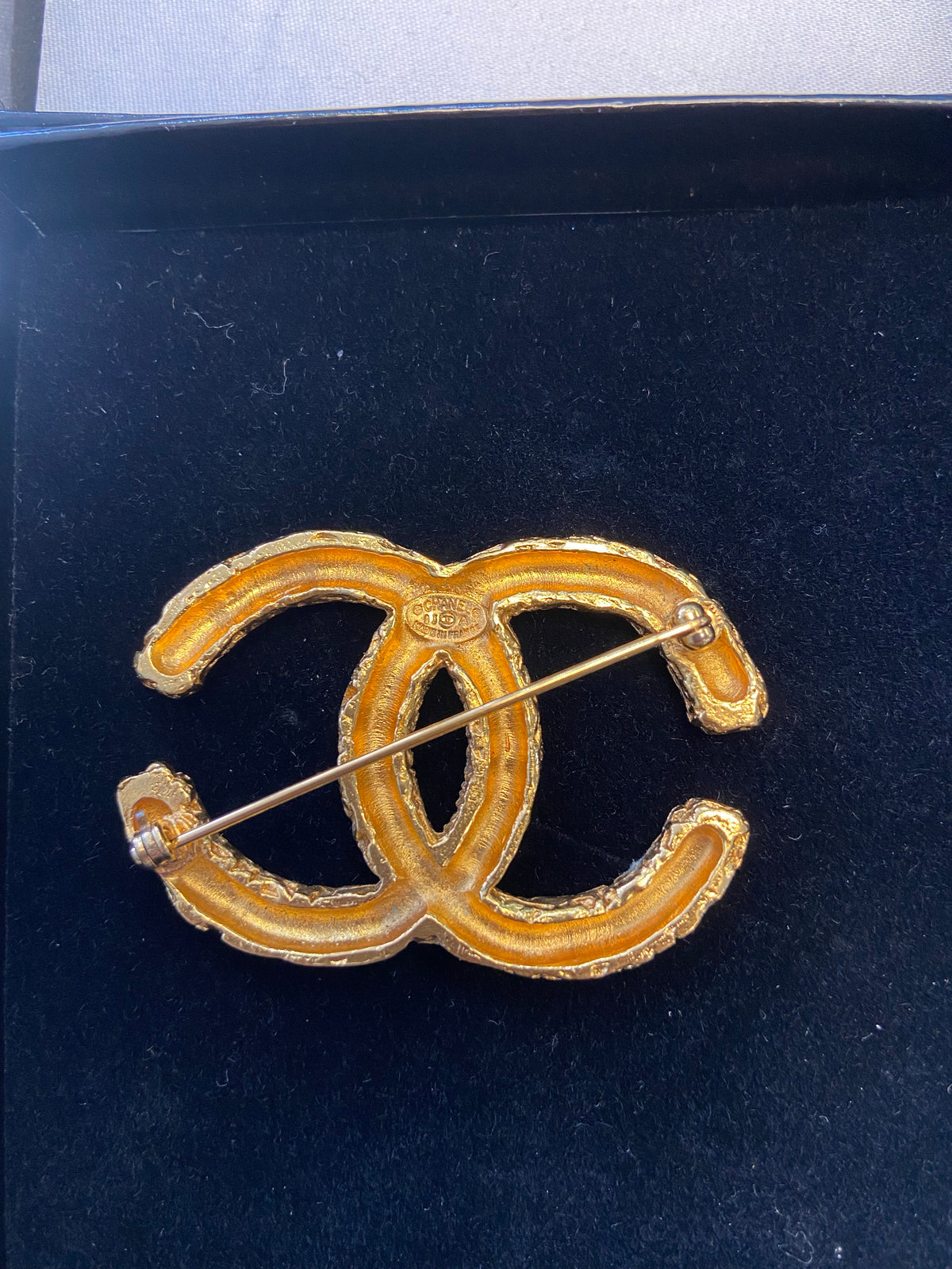 Authentic vintage Chanel pin brooch gold CC logo double C